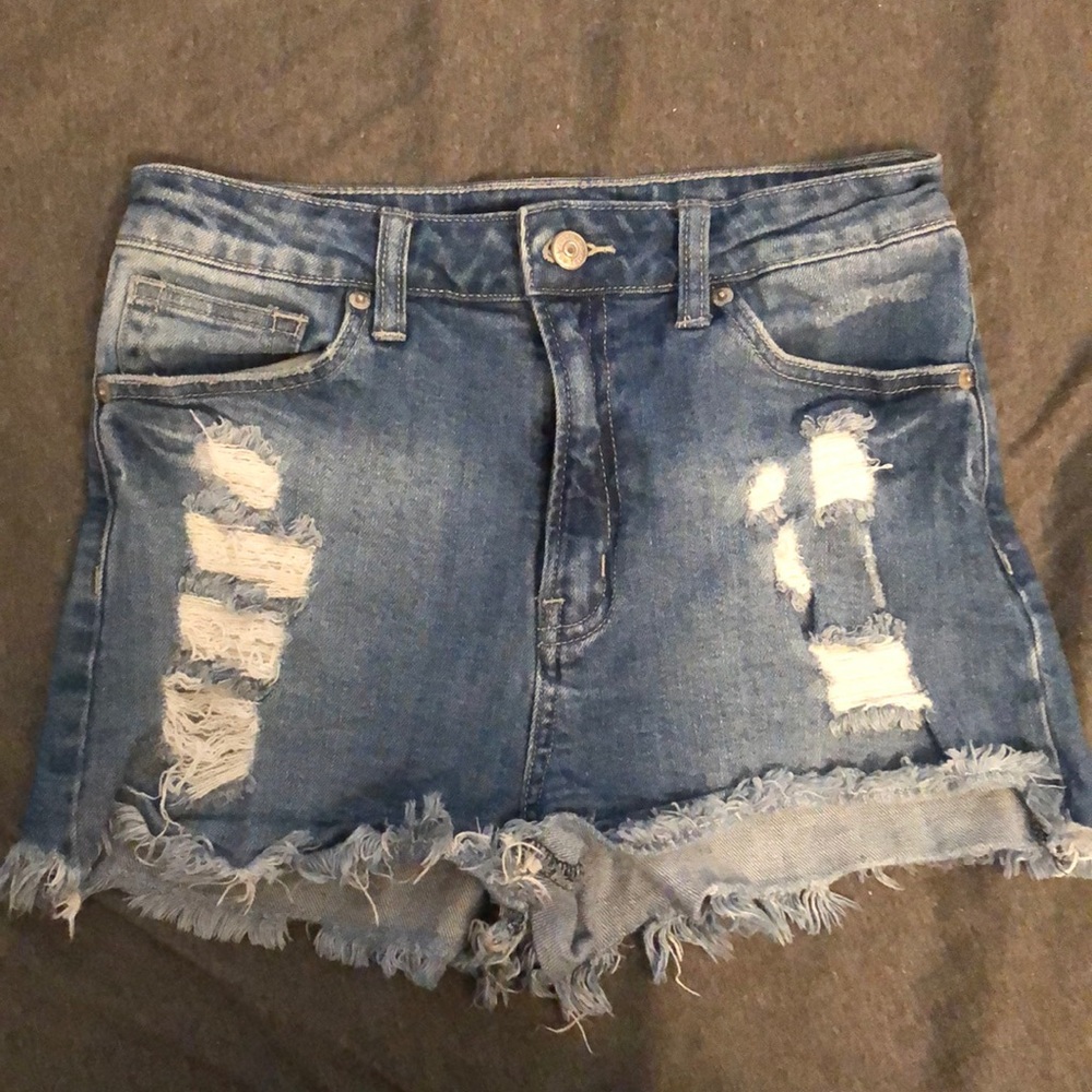 Ripped jean shorts